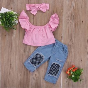 Baby Girl Outfit FishNet Pants And Pink Top